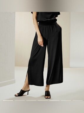 Lilysilk Wide Leg Cropped Silk Pants